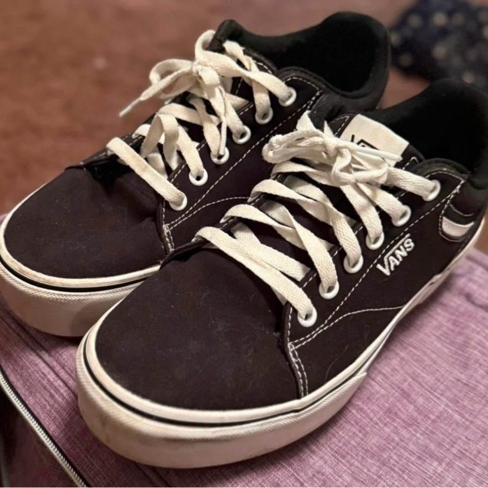 Vans Classic Black Canvas Shoes with White Laces